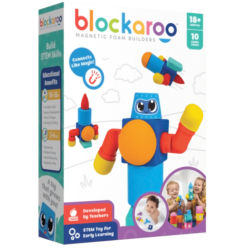 Set cuburi din spuma cu magnet Blockaroo, Robot 10 piese