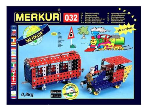 Set de constructie metalica MERKUR, 10 modele trenulete