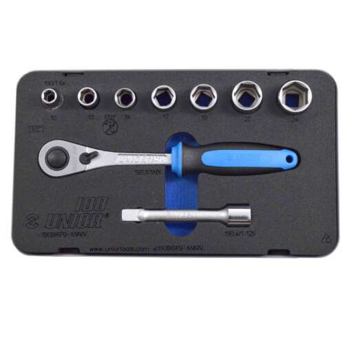 Trusa antrenor cu clichet reversibil + 7 capete chei, Unior 628306, prindere 1/2 inch - imagine 3