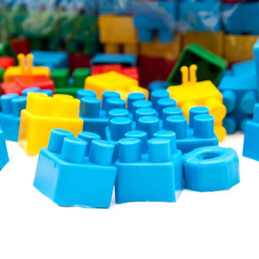Jucarie creativa, pentru copii, rucsac + cuburi de constructie, din plastic, set 200 de piese - imagine 3