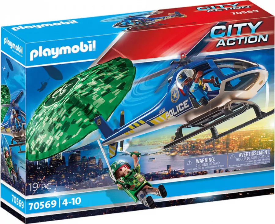 Figurine Playmobil City Action PM70569 ? Elicopter de Politie si Parasutist
