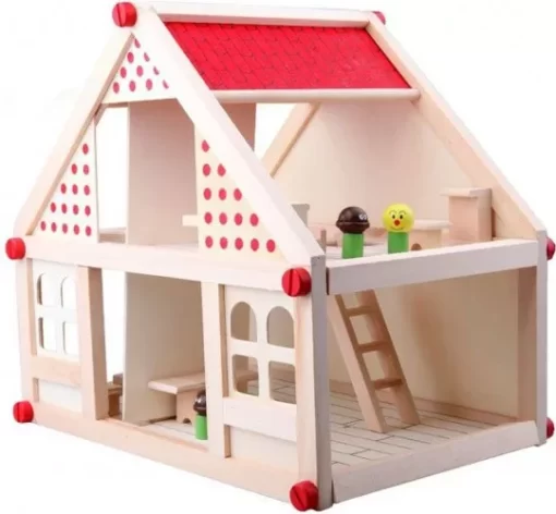 Casuta de papusi din lemn cu mobilier, 6824