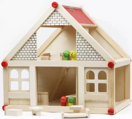 Casuta de papusi din lemn cu mobilier, 6824 - imagine 2