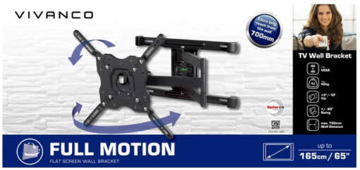 Suport profesional universal pentru TV, diagonale pana la 65", max 45 kg, Vivanco - imagine 2