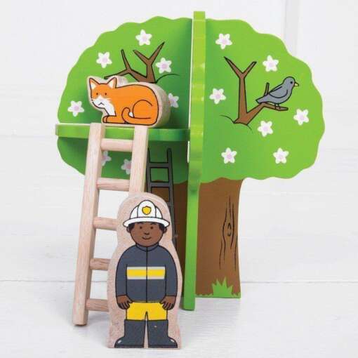 Set cu trenuletul pompierilor, BIGJIGS Toys, BJT037, 691621090374 - imagine 7