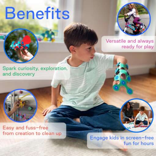 Set Clixo de construit cu magnet, Itsy pack Blue-Green 18 - imagine 3