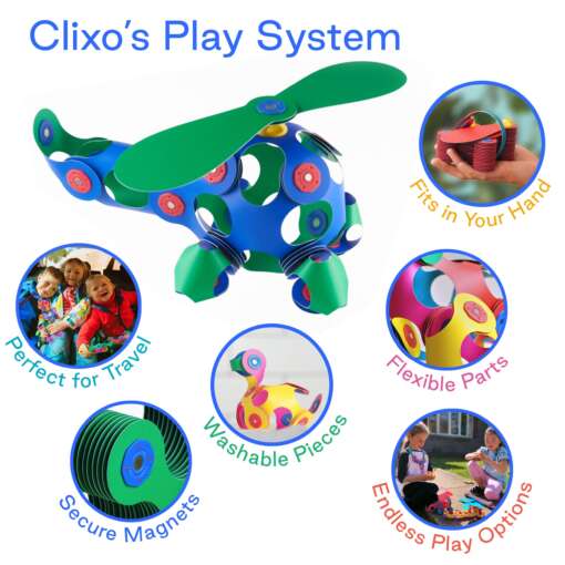 Set Clixo de construit cu magnet, Itsy pack Blue-Green 30 - imagine 3