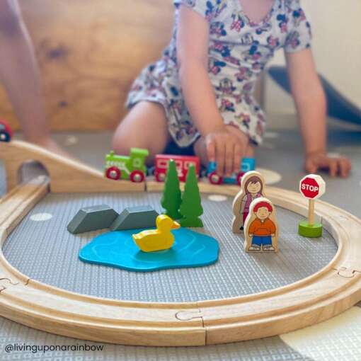 Set tren cu cale ferata circulara, BIGJIGS Toys, BJT012, 691621090121 - imagine 8