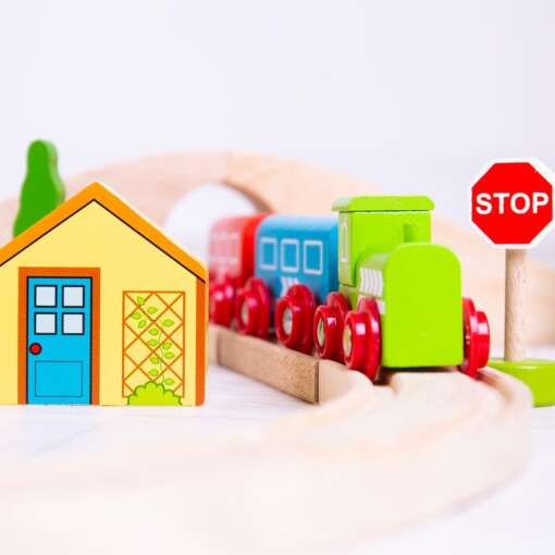 Set tren cu cale ferata circulara, BIGJIGS Toys, BJT012, 691621090121 - imagine 6