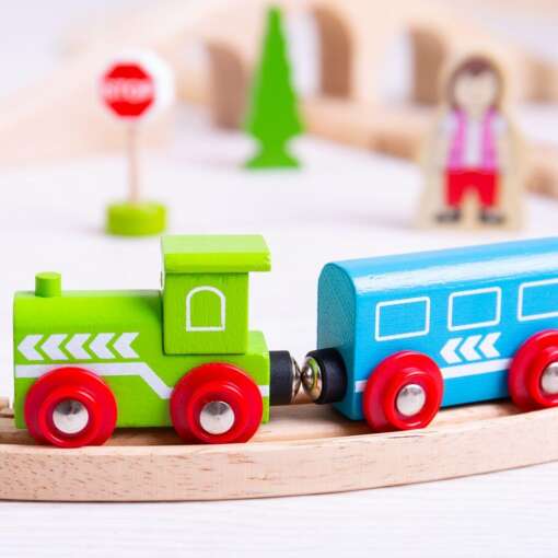 Set tren cu cale ferata circulara, BIGJIGS Toys, BJT012, 691621090121 - imagine 3