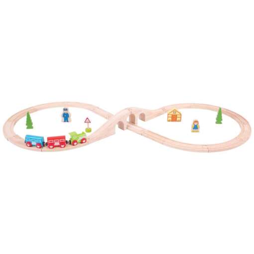 Set tren cu cale ferata circulara, BIGJIGS Toys, BJT012, 691621090121 - imagine 2
