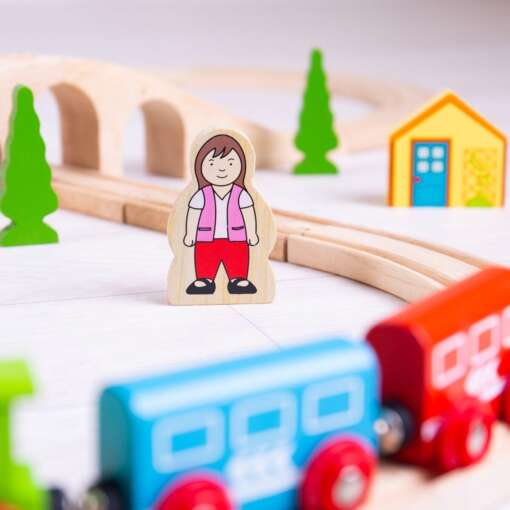 Set tren cu cale ferata circulara, BIGJIGS Toys, BJT012, 691621090121 - imagine 4