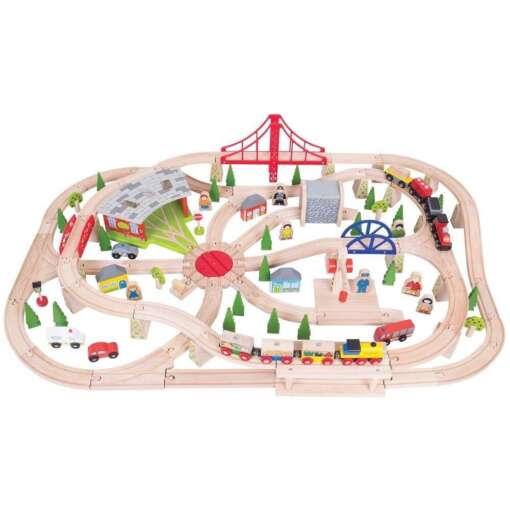 Circuit cu tren marfar (130 piese), BIGJIGS Toys, BJT017, 691621090176