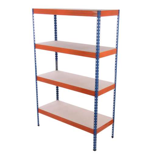 Raft metalic depozitare, Stabil 220, 192 x 120 x 50 cm, portocaliu si albastru, 220 kg/polita