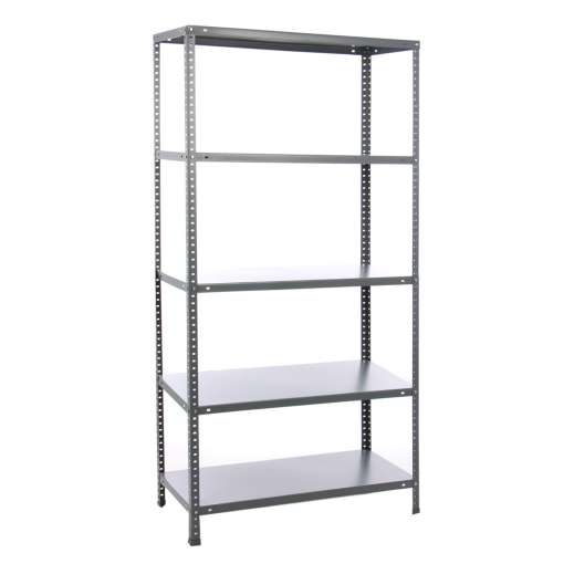 Raft metalic depozitare, 5 polite, tabla, 80 kg / polita, 180 x 90 x 40 cm, gri, montaj cu suruburi