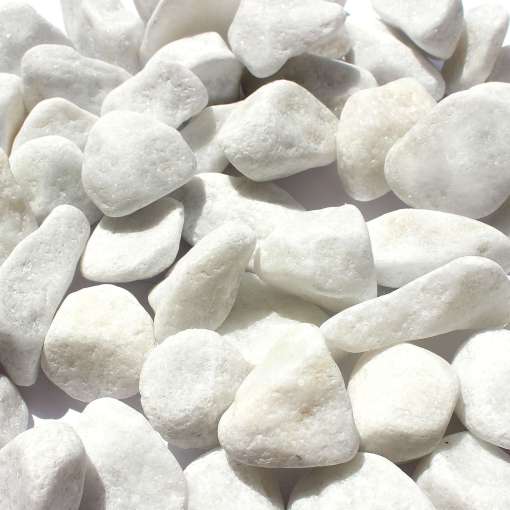 Marmura decorativa naturala anticata rotunjita, interior / exterior, alba, 15-25 mm, 20 kg