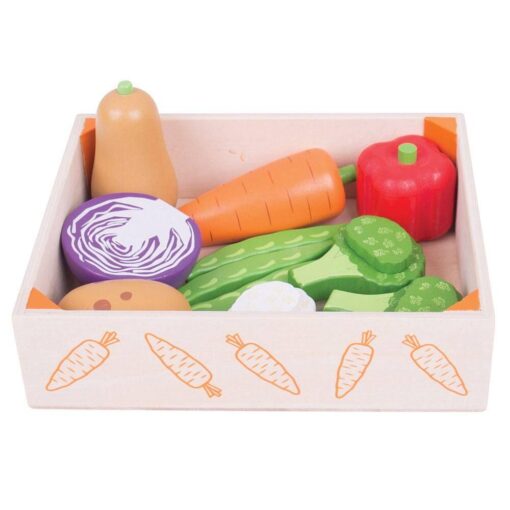 Cutiuta cu legume din lemn, BIGJIGS Toys, BJ477, 691621174777