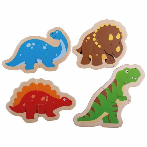 Puzzle din lemn - Dinozauri, BIGJIGS Toys, BJ503, 691621195031