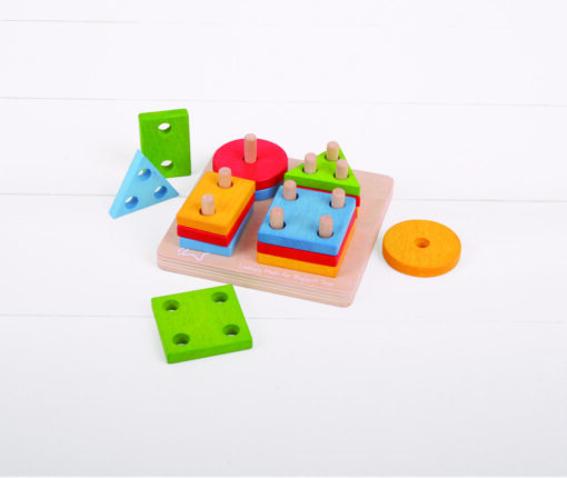 Joc de sortare - 4 forme geometrice, BIGJIGS Toys, BB094, 691621530948 - imagine 4