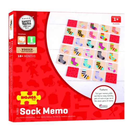 Joc de memorie - Ciorapeii mei, BIGJIGS Toys, BJ905, 691621199053
