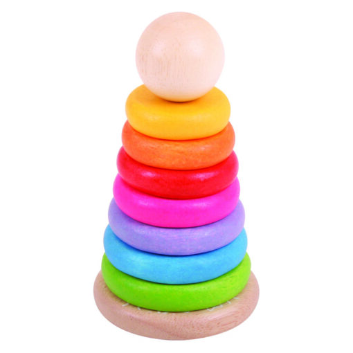 Piramida din lemn - Curcubeul, BIGJIGS Toys, BB098, 691621530986