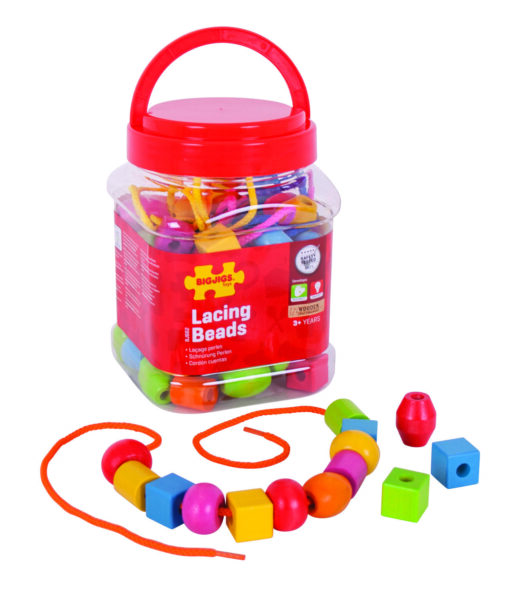 Set margele din lemn pentru insirat, BIGJIGS Toys, BJ662, 691621236628