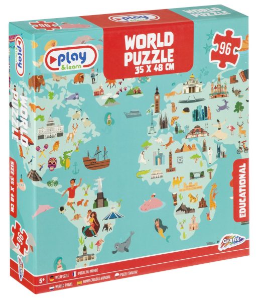 Puzzle - Harta lumii (96 piese), Grafix, 400026, 8715427071411