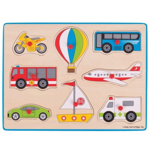 Puzzle din lemn incastru - Vehicule, BIGJIGS Toys, BJ260, 691621192603