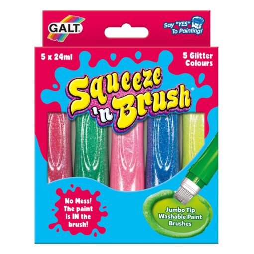Squeeze'n Brush - 5 culori cu sclipici, Galt, G1514, 5011979529572