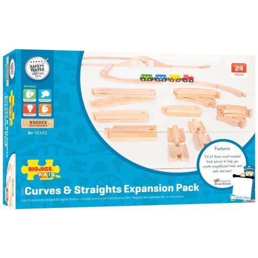 Set sine drepte si curbe (24 piese), BIGJIGS Toys, BJT057, 691621090572 - imagine 4