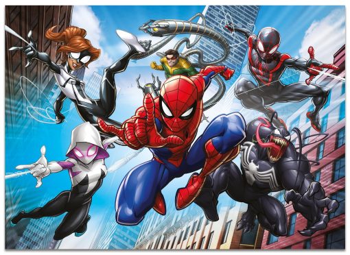 Puzzle de colorat maxi  - Spiderman (4 x 48 de piese), LISCIANI, L100385, 8008324100385 - imagine 2