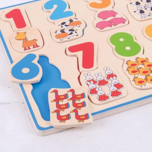 Puzzle - numere si culori, BIGJIGS Toys, BJ549, 691621195499 - imagine 3