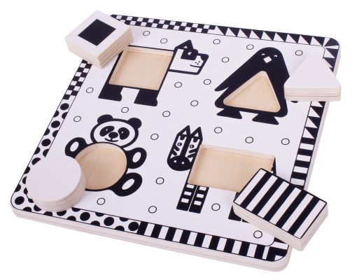 Puzzle alb-negru - animale si forme, BIGJIGS Toys, BJ514, 691621195147