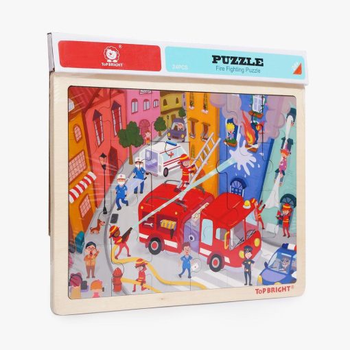Puzzle din lemn - Pompieri in actiune, Topbright, 120395, 6971325130618