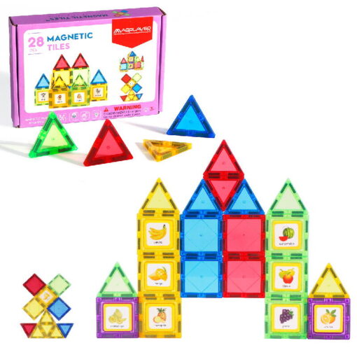 Set de constructie magnetic 3D - 28 piese, MAGPLAYER, MPL2-28, 6940482201615 - imagine 3