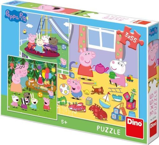 Puzzle 3 in 1 - Purcelusa Peppa in vacanta (3 x 55 piese), Dino, 335356, 8590878335356 - imagine 2