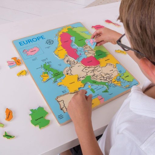 Puzzle incastru harta Europei, BIGJIGS Toys, BJ048, 691621020487 - imagine 8