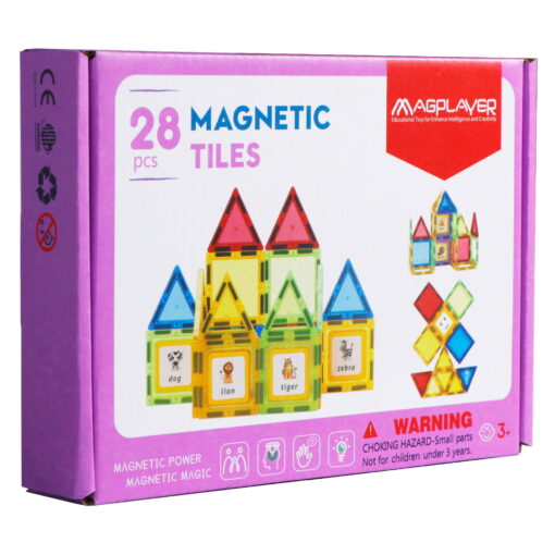 Set de constructie magnetic 3D - 28 piese, MAGPLAYER, MPL2-28, 6940482201615