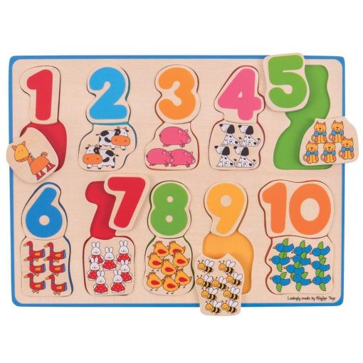 Puzzle - numere si culori, BIGJIGS Toys, BJ549, 691621195499 - imagine 2