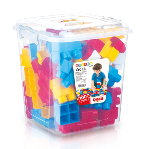 Cuburi mari de construit in cutie - 100 piese, DOLU, D5063, 8690089050632