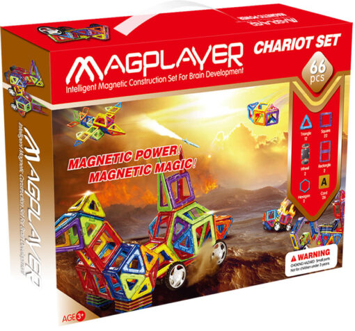 Set de constructie magnetic - 66 piese, MAGPLAYER, MPA-66, 6940482200335