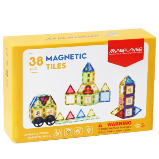 Set de constructie magnetic 3D - 38 piese, MAGPLAYER, MPL2-38, 6940482201622