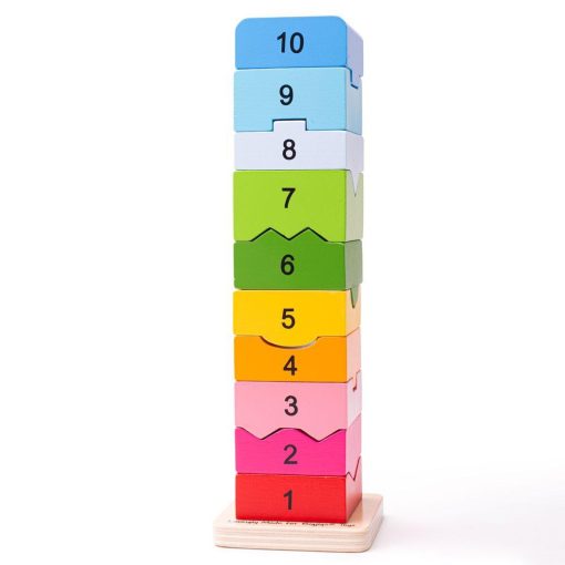 Turnulet din lemn cu numere, BIGJIGS Toys, BB107, 691621531075