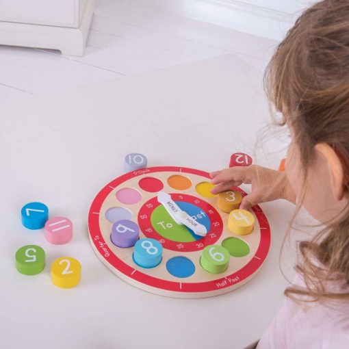 Ceas colorat din lemn, BIGJIGS Toys, BJ906, 691621199060 - imagine 5