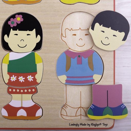 Puzzle din lemn - micutii prieteni, BIGJIGS Toys, BJ782, 691621197820 - imagine 2