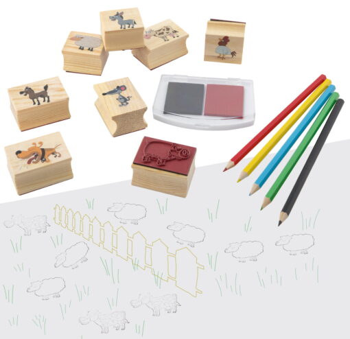 Set creativ - Stampile din lemn cu tusiera, Grafix, 100055, 8715427075686 - imagine 2