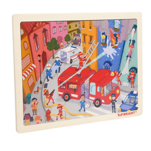 Puzzle din lemn - Pompieri in actiune, Topbright, 120395, 6971325130618 - imagine 2