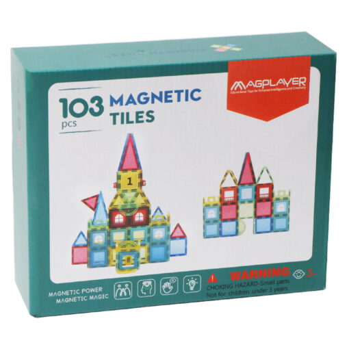Set de constructie magnetic 3D - 103 piese, MAGPLAYER, MPL2-103, 6940482201653
