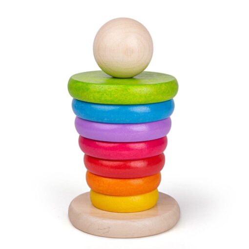 Piramida din lemn - Curcubeul, BIGJIGS Toys, BB098, 691621530986 - imagine 5