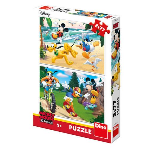 Puzzle 2 in 1 - Mickey campionul (2 x 77 piese), Dino, 386129, 8590878386129
